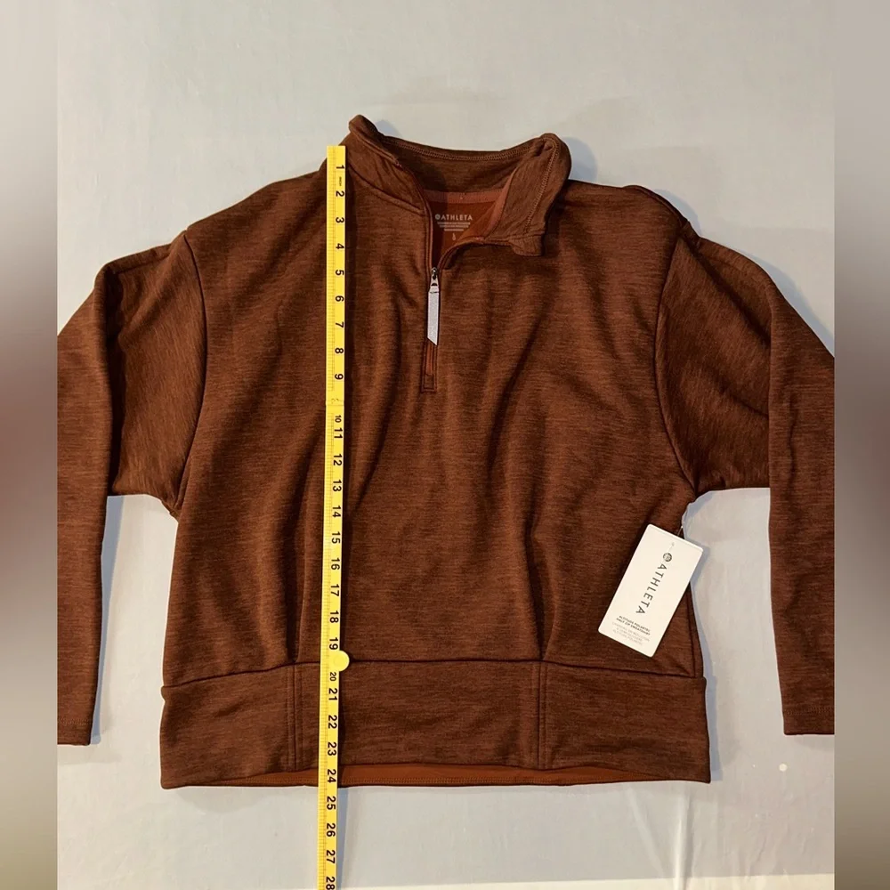 ATHLETA • NWT Altitude Polartec Half Zip Sweatshirt • Size L  Mahogany Heather - Picture 6 of 9